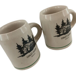Chalet Suizo Mexico City Souvenir Stoneware Beer Stein Mug Anfora Cermica 2 Pcs